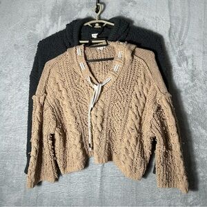 POL Hoodie Sweater Lot of 2 Womens Small Chenille Boxy Oversized‎ Crop Crochet